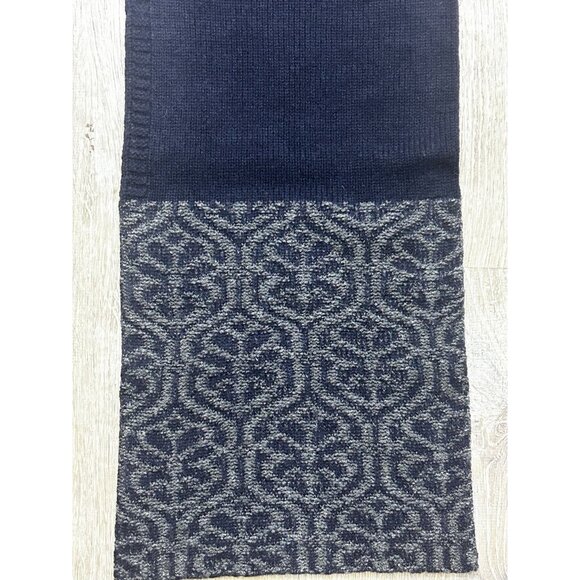 Vintage Whole Garment Men's Scarf Causal Wear Comfy Navy Blue - Picture 4 of 6